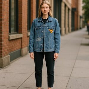 5th & Ocean Blue Lightweight Shirt Jacket‎ with Decorative Patches